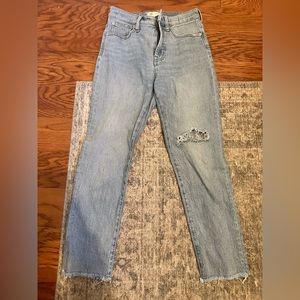 Ripped, straight jeans